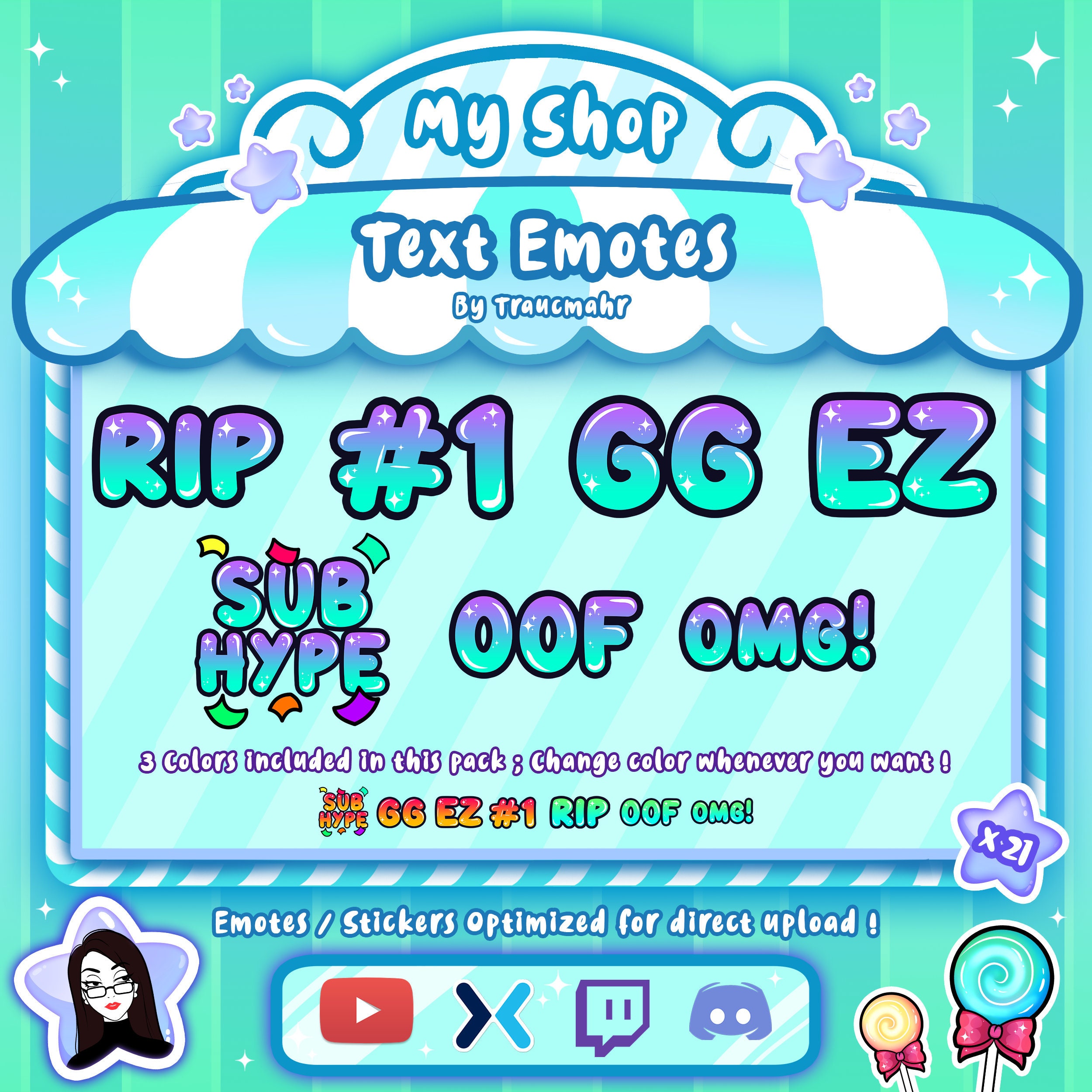21 Text Emotes Pack For Twitch Discord Mixer And More Rip Etsy