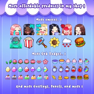 May include: A collection of digital illustrations featuring various emoticons, badges, and overlays. The emoticons include a crying face, a laughing face, a surprised face, a thinking face, an angry face, and a blushing face. The badges include a flower, a cupcake, a potion bottle, and a cake slice. The overlays include a tombstone, a popcorn bucket, a hammer, a sunflower, a cloud with hearts, a hamburger, a leaf, a bag of grain, and a cheese wedge.