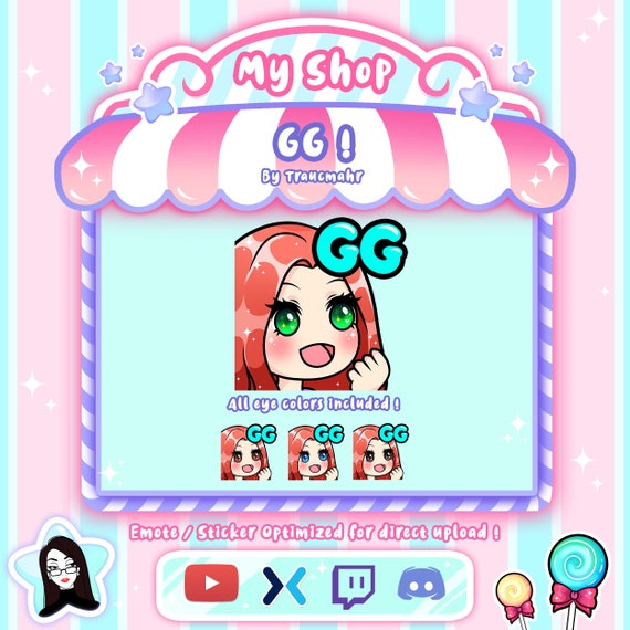 Gg Red Hair Emote For Twitch Discord Mixer And More Etsy