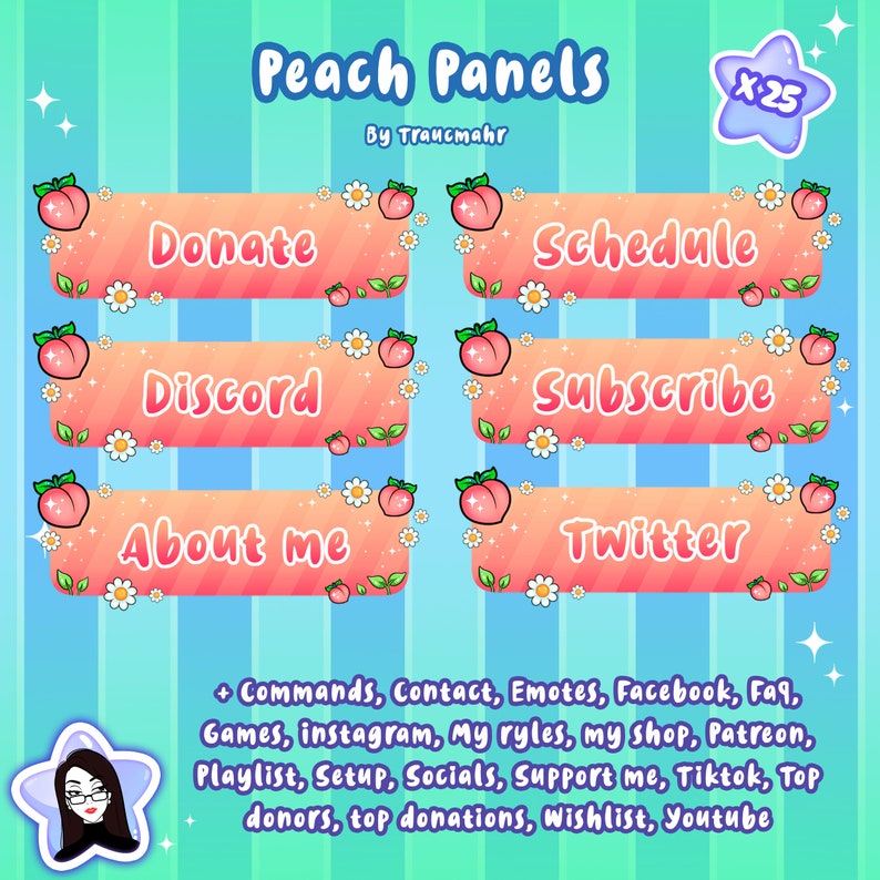 Cute Peach Panels for Streaming on Twitch and Others Streaming Twitch