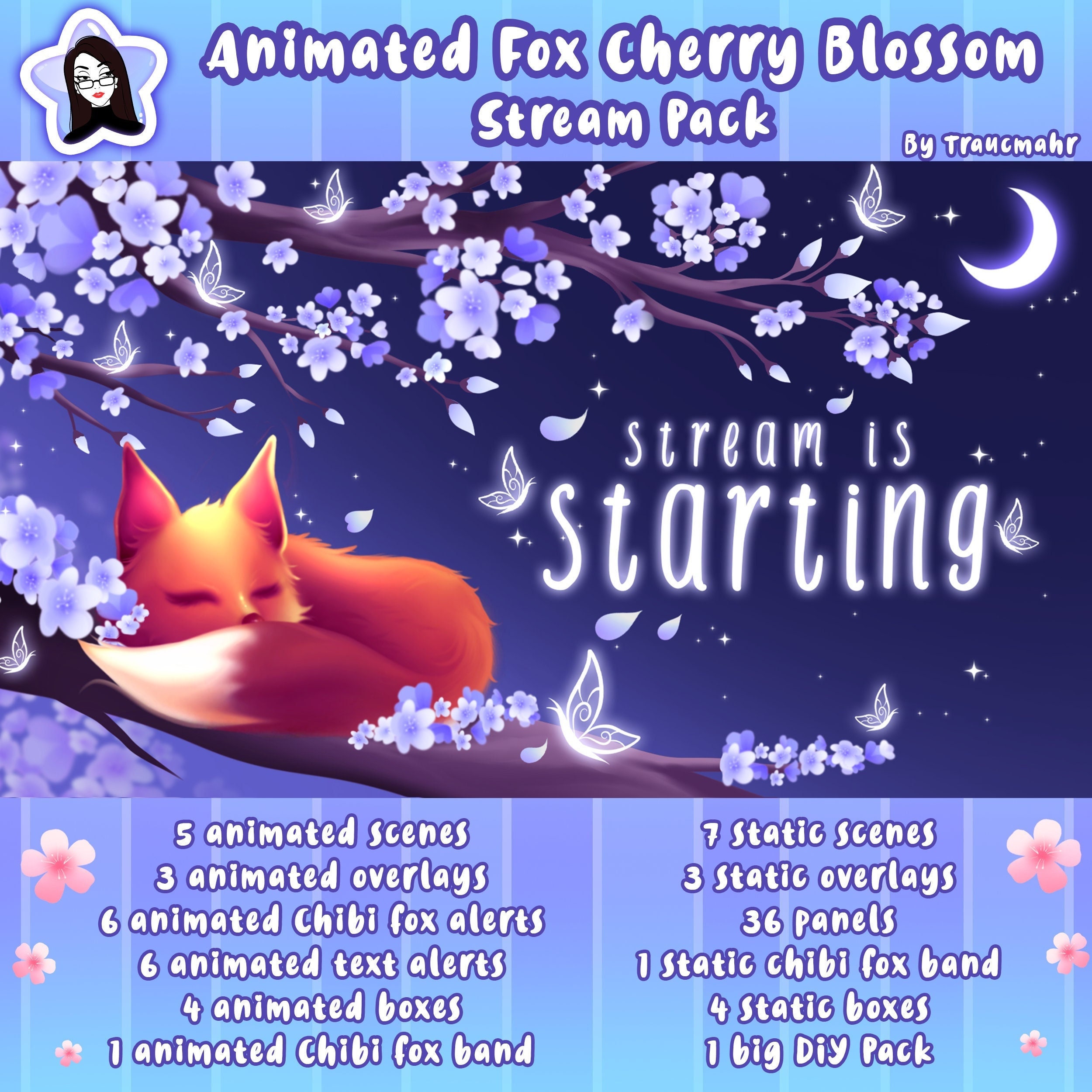 ANIMATED Fox Stream Pack Cherry Blossom Pack Overlays - Etsy ANIMATED Fox Stream Pack Cherry Blossom Pack Overlays - Etsy
