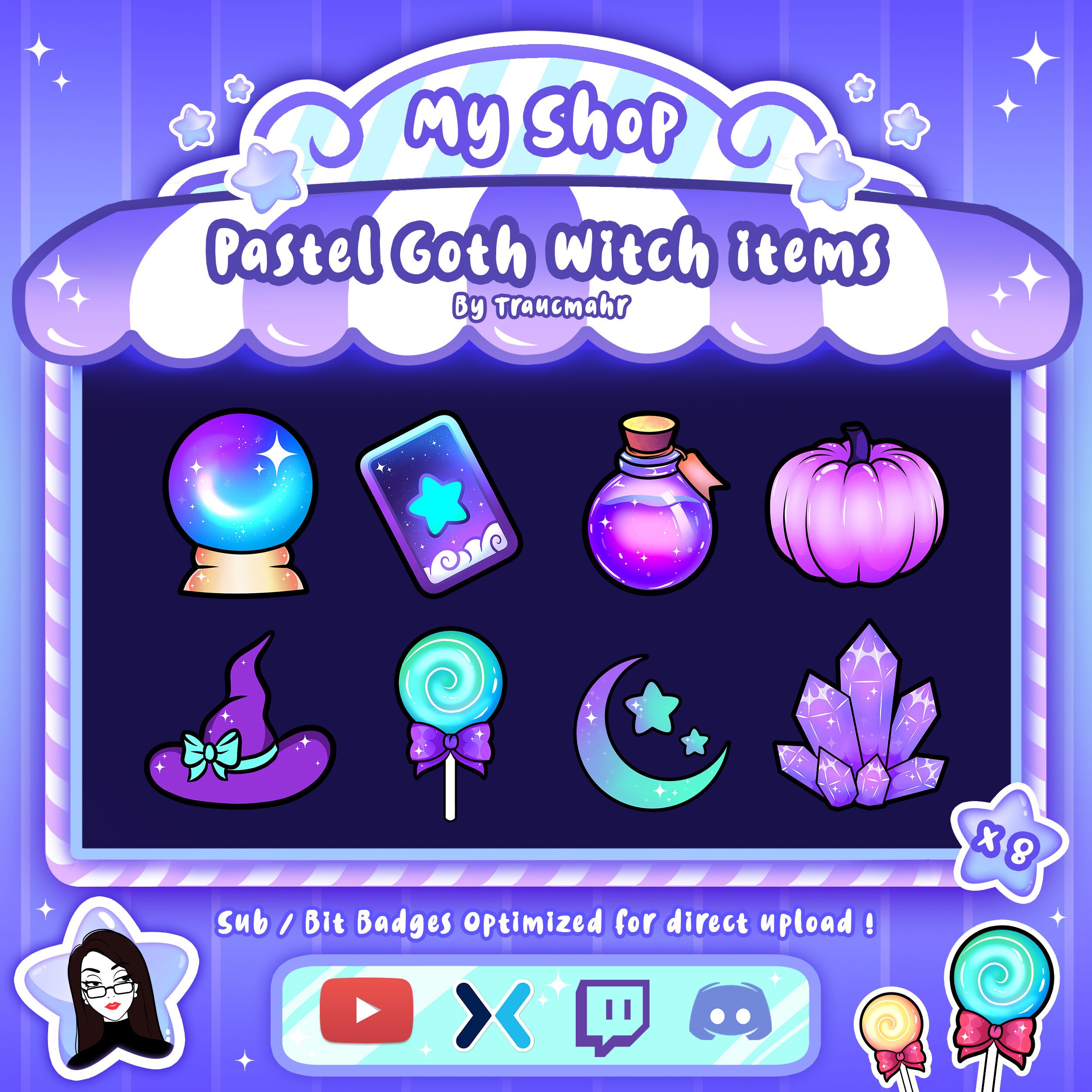 Witch Pastel Goth Sub Bit Badges For Twitch Discord And Etsy