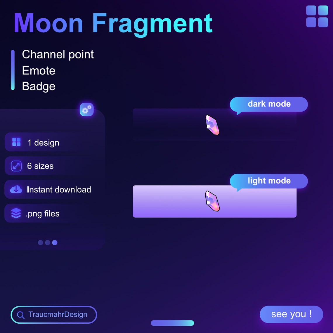 Moon Fragment | Twitch Channel Point | Emote | Badge | Bit Badge ...