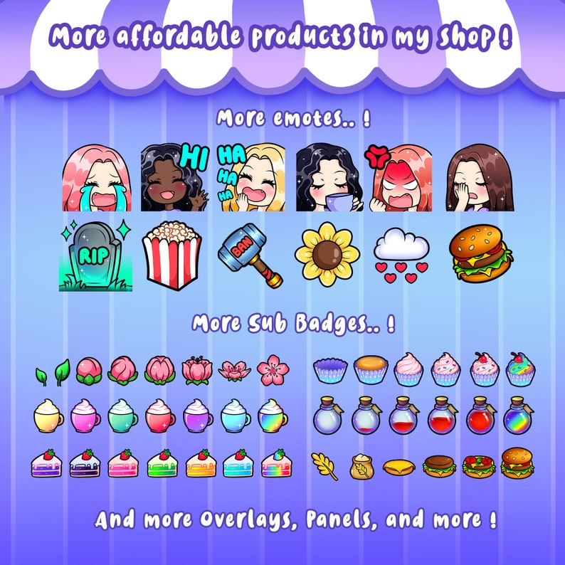 Discord Lurk Cute Curly Chibi Brown Hair Girl Emotes for Twitch Mixer and more !