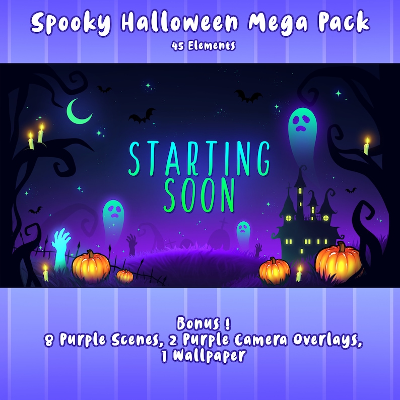 Spooky Halloween Stream Package Overlay Panels Alerts Scenes Etsy