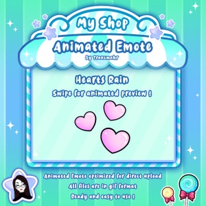 ANIMATED EMOTE, Light Pink Heart Emote, Heart Rain Emote, Heart Emote, Pink Emote, Valentine&#39;s Emote, Love for Twitch and Discord!