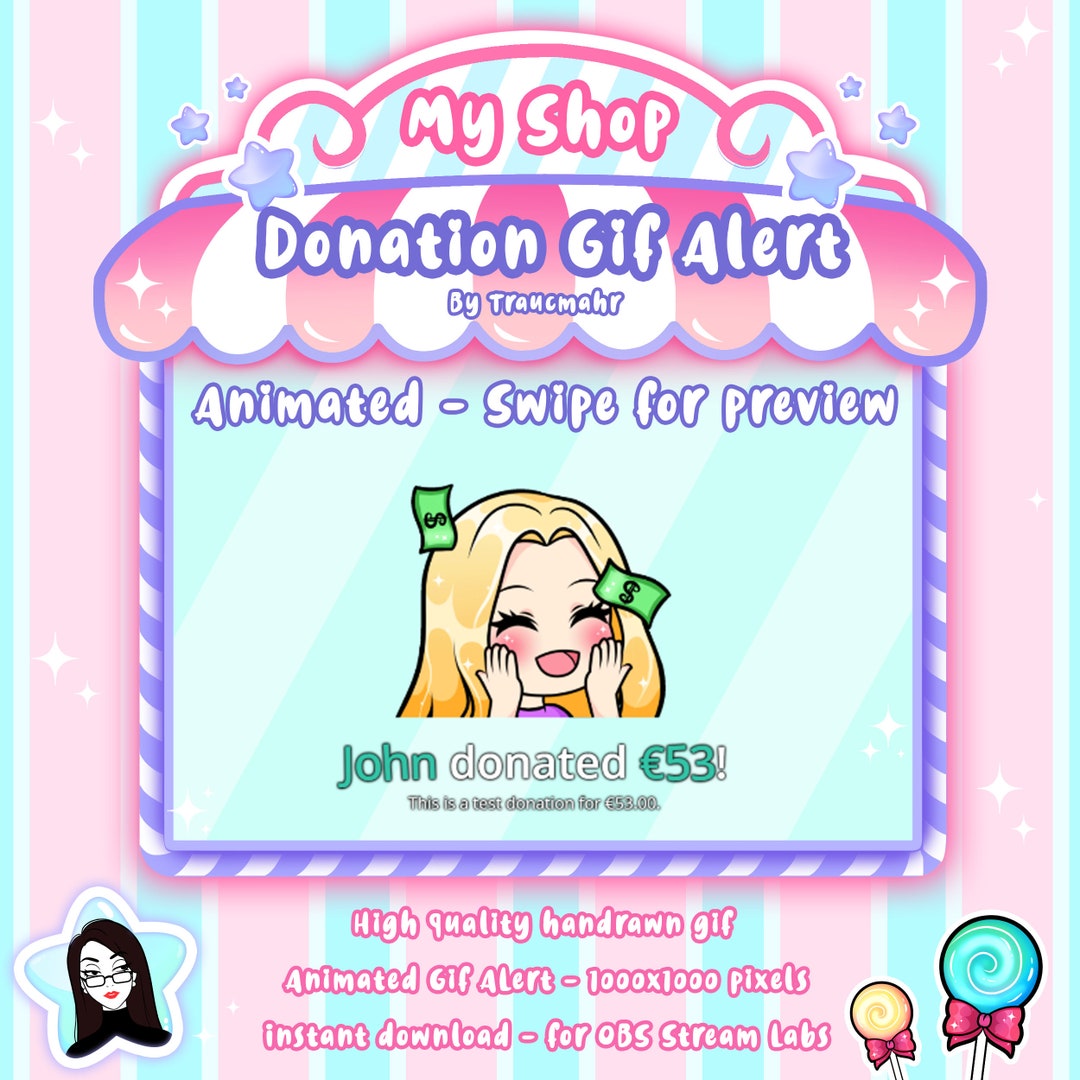 Animated Gif Donation Alert Of A Cute Chibi Blonde Hair Girl Etsy