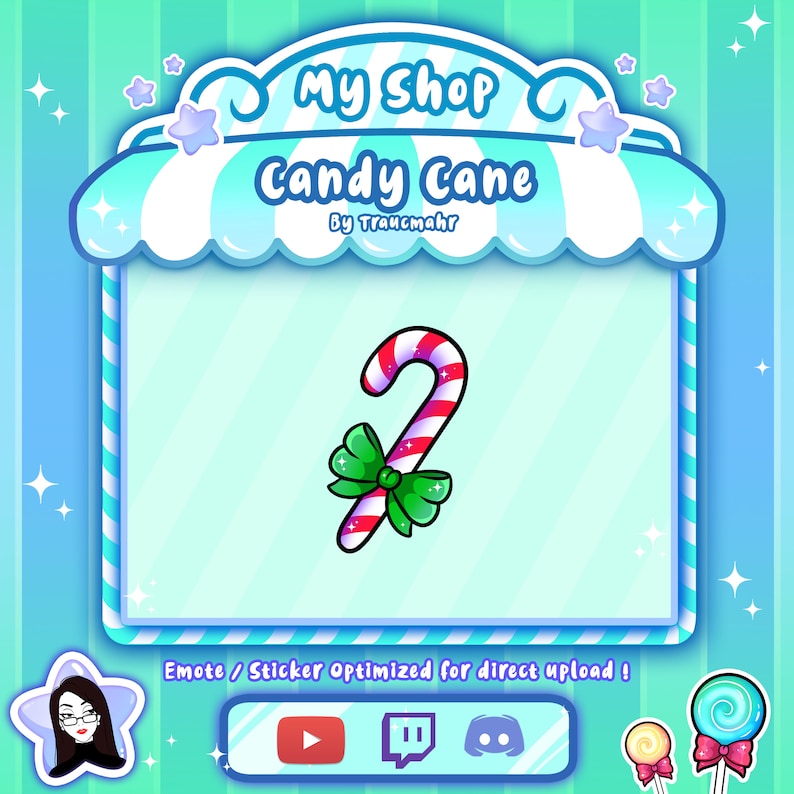 Christmas Candy Cane Emote for Twitch Discord and More Etsy