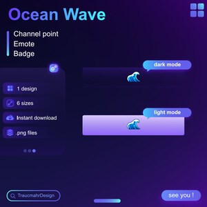 Ocean Emotes Blue Ocean Wave | Twitch Channel Point | Emote | Sub Badge | Bit Badge ...
