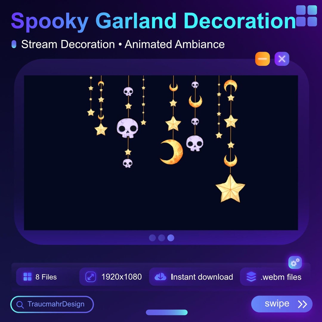 Spooky Halloween Animated Stream Decoration Creepy, Horror, Moon, Stars