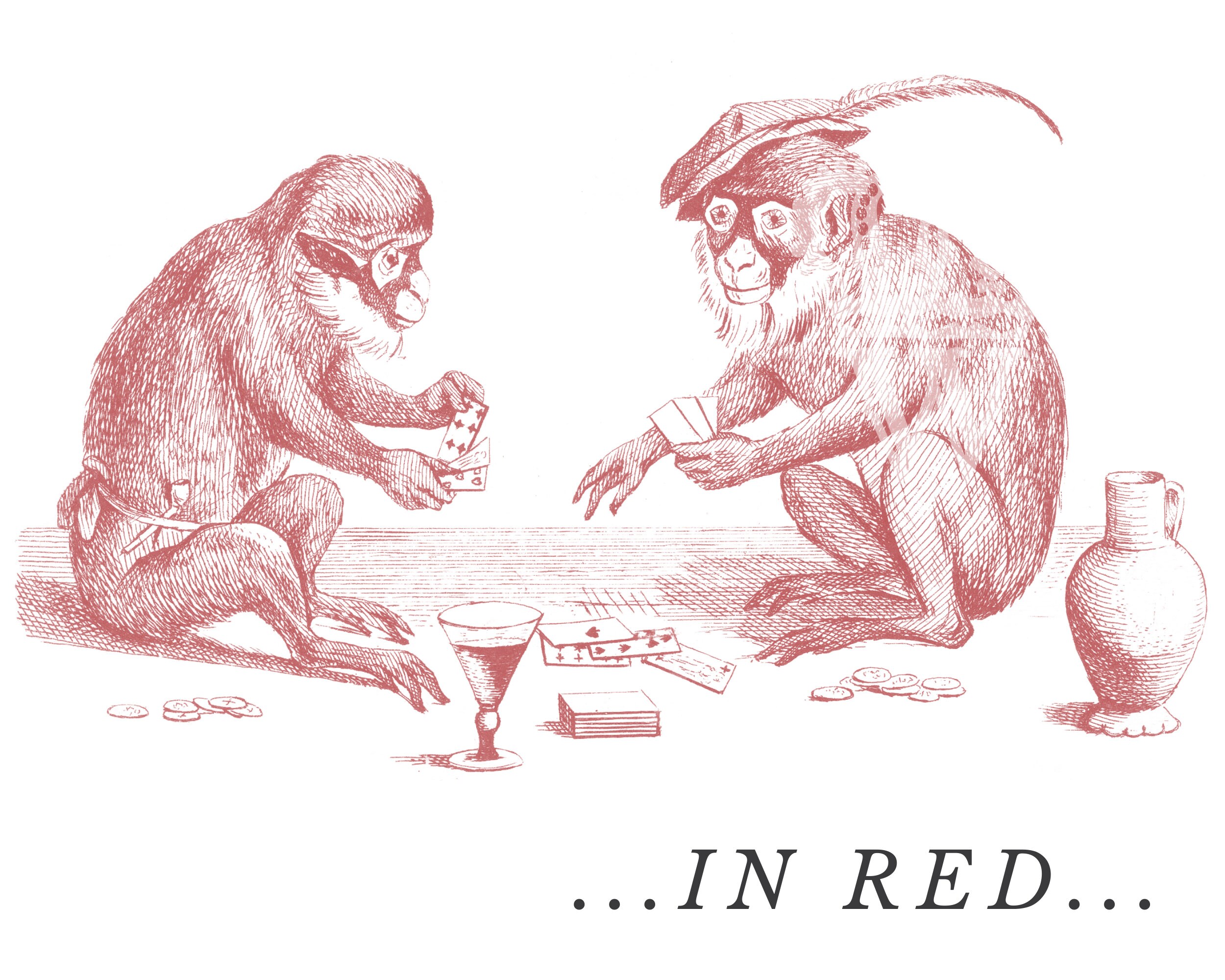 Monkeys Playing Poker Printable Clipart Graphics Antique Etsy