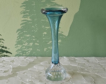 vintage Aseda Bo Borgström bone vase 60's blue art glass Scandinavian Swedish design flower spijkervaas bubble jack in the pulpit murano