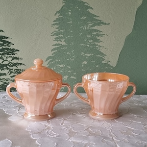vintage Anchor Hocking fire king peach luster swirl sugar dispenser 50&#39;s glass pot mcm suburbia orange glassware opaline American