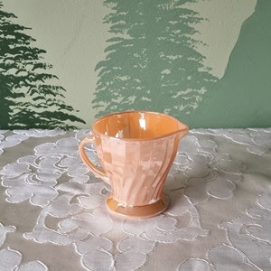 vintage Anchor Hocking fire king peach luster coffee milk pitcher 50&#39;s glass mcm suburbia orange glassware kimberly American