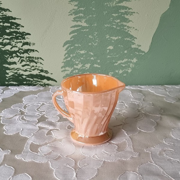 vintage Anchor Hocking fire king peach lustre coffee milk pitcher 50's glass mcm suburbia orange glassware kimberly American