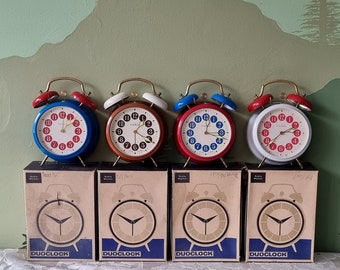 Vintage Ruhla mechanical wind up alarm clock metal NOS new boxed 60&#39;s Germany space age design