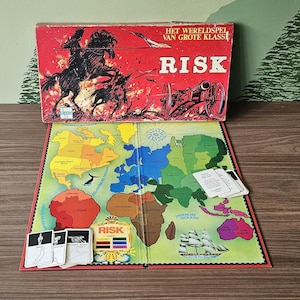 Gioco da tavolo Risiko vintage, versione olandese, anni '70, gioco completo per famiglie, strategia di guerra militare Clipper, pedina, raro gioco per 6 giocatori, scatola rossa.