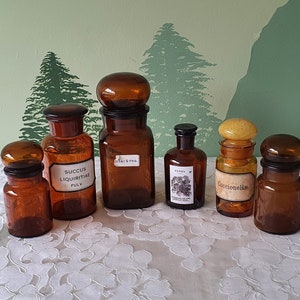 vintage Pharmacist bottle brown glass 60's jar pot pharmacy pharmacistpot herbalist storage shop store grocery Belgium