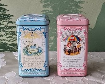 vintage Venz sprinkles tin Dutch chocolate sprinkles 80's retro design pink blue square lid baby cartoon bread breakfast