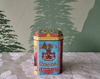 vintage Droste cacao pastillas de chocolate estaño 80's holandés KLM rara aerolínea muestra caramelo de metal