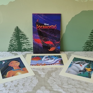 Litografia vintage Disney Pocahontas set completo anni '90 originale a colori rara stampa da collezione meeko cartoon y2k