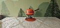 Vintage Brabantia Diane fondue set, 70s Dutch enamel metal, orange flower design, complete set, cheese dinner.