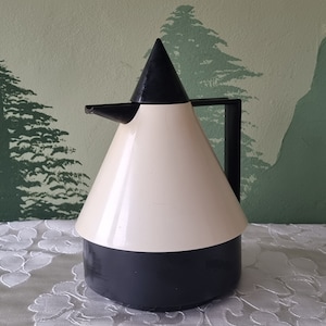 vintage EMSA RIO cafetera termo blanco rojo 80&#39;s post moderno memphis diseño cono pot pomo Alemania
