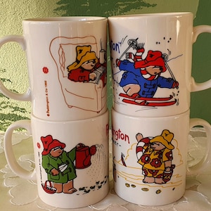 Vintage Paddington bear seasons 1995 mug ceramic staffordshire tableware spring summer autumn winter 90's y2k cartoon