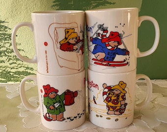 Vintage Paddington Bear Seasons 1995 Mug, Ceramic Staffordshire Tableware, Spring Summer Autumn Winter, 90s Y2K Cartoon England British