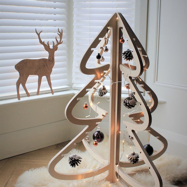 Wooden Christmas Tree - 2ft or 3ft Plywood Tree - Sustainable Christmas Tree - Star Topper Option