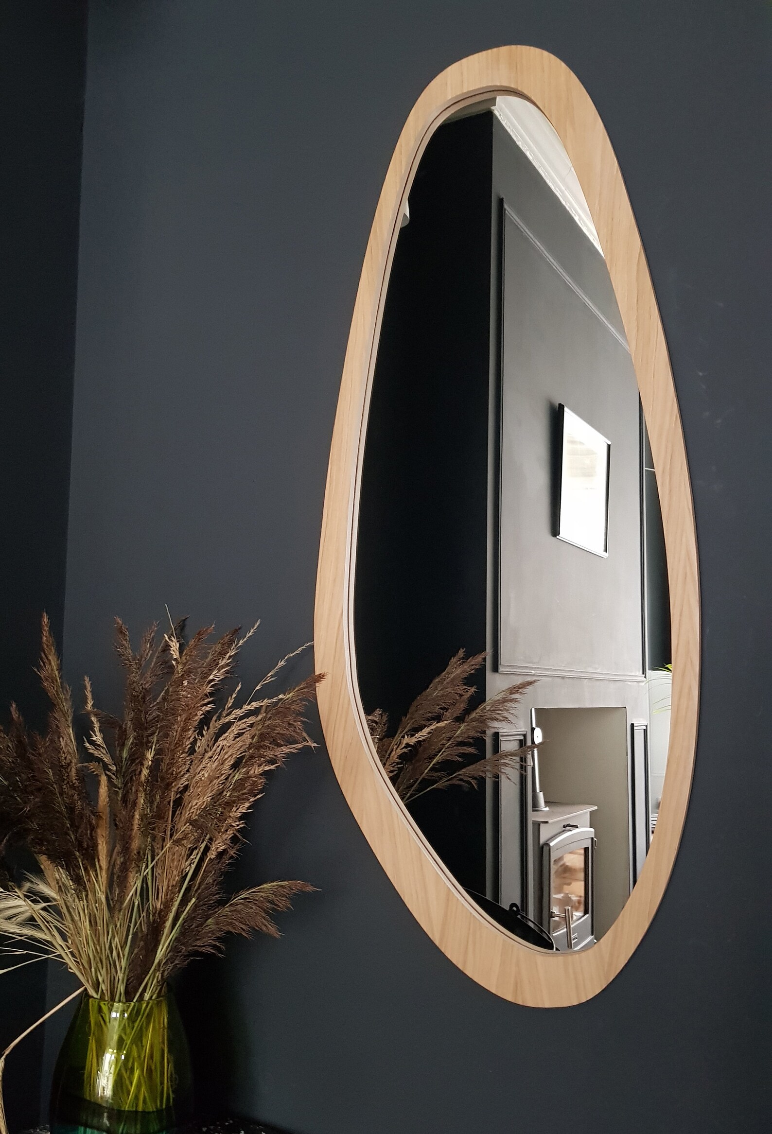 Quill Wall mirror Large Organic shape Oak veneered Etsy