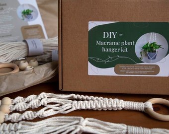 Make your own DIY Macrame plant hanger kit, Beginners includes video tutorial, Gift idea