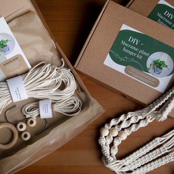 Le kit de suspension de plante en macramé pour débutants comprend un didacticiel vidéo, une idée cadeau, une jardinière suspendue à faire soi-même