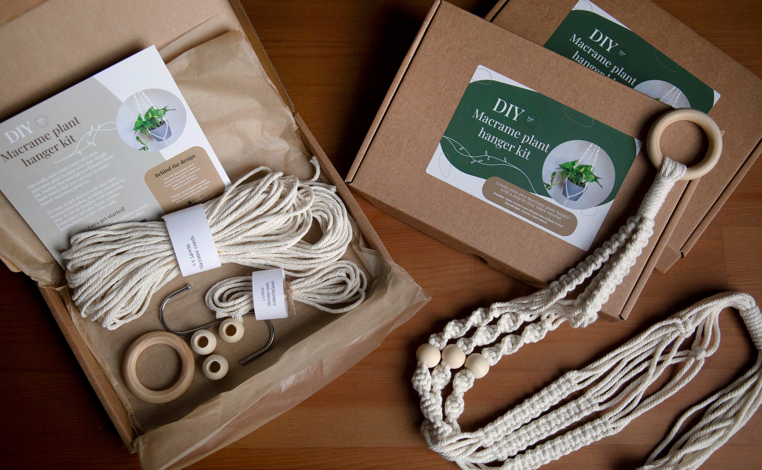 DIY Macrame Kit for Adults Beginners, 4 Macrame Plant Hanger Kit