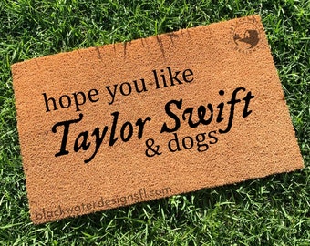 Hope You Like & Dogs Doormat, Welcome Mat, FolkMore Door Mat, Entryway Rug, Porch Decor, Housewarming Gift, Hand Painted