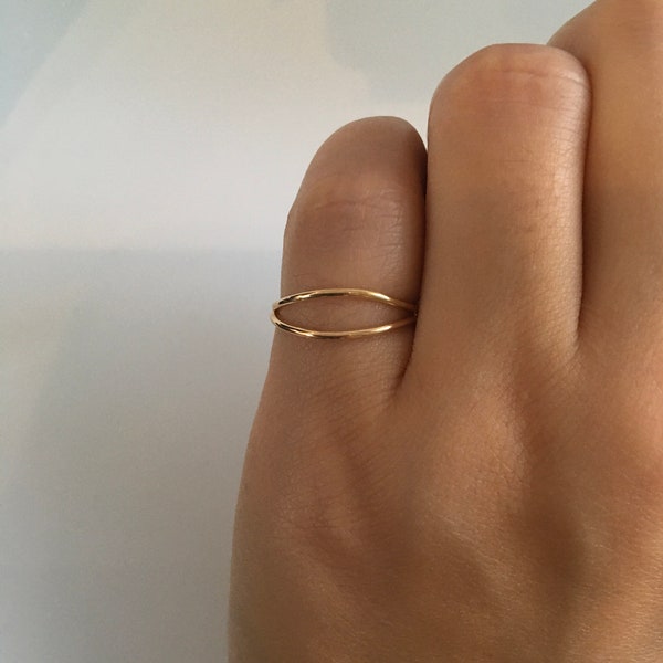 14k Gold Handmade Double Band Ring,Unique Double Band Ring,Gift For Her