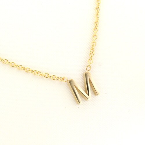 14k Solid Gold Initial Necklace Letter Necklace Gold Name Etsy