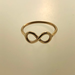 Solid 14k Yellow Gold Infinity Ring / Gold Infinity Minimalist Ring Made to Order / Simple Stacking Gold Ring / Promise Ring