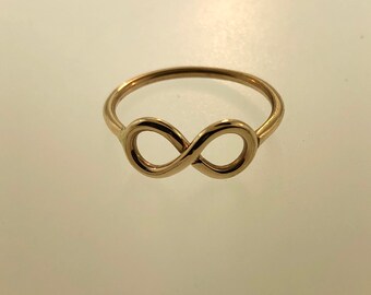 Solid 14k Yellow Gold Infinity Ring / Gold Infinity Minimalist Ring Made to Order / Simple Stacking Gold Ring / Promise Ring