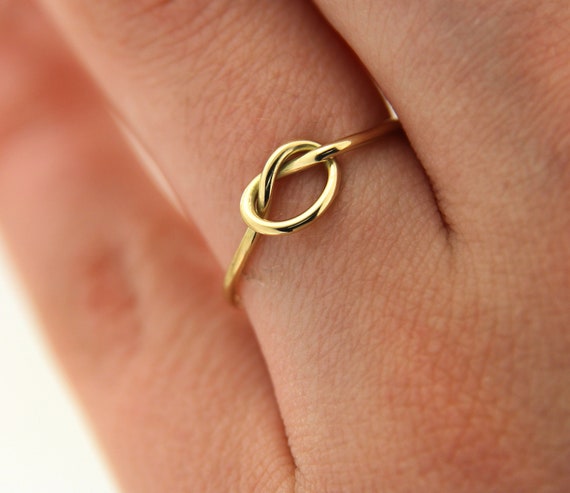 Solid 14k Yellow Gold Love Knot Ring / Gold Pretzel Minimalist