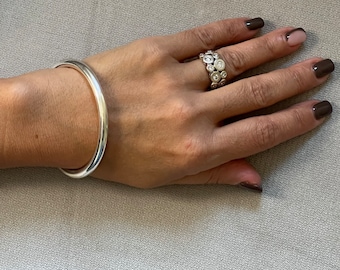 Sterling silver Handmade Bangle 5mm Thick Solid Heavy Polished or Matte Finish