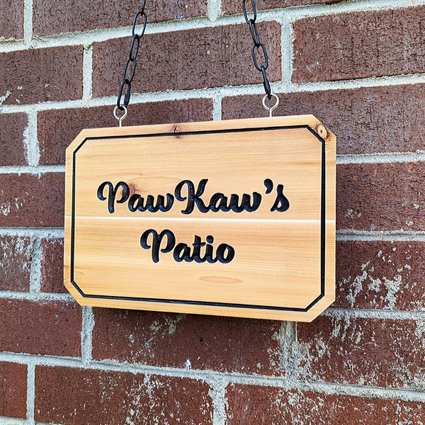 Simple Custom Engraved Wooden Sign with Chain for Hanging