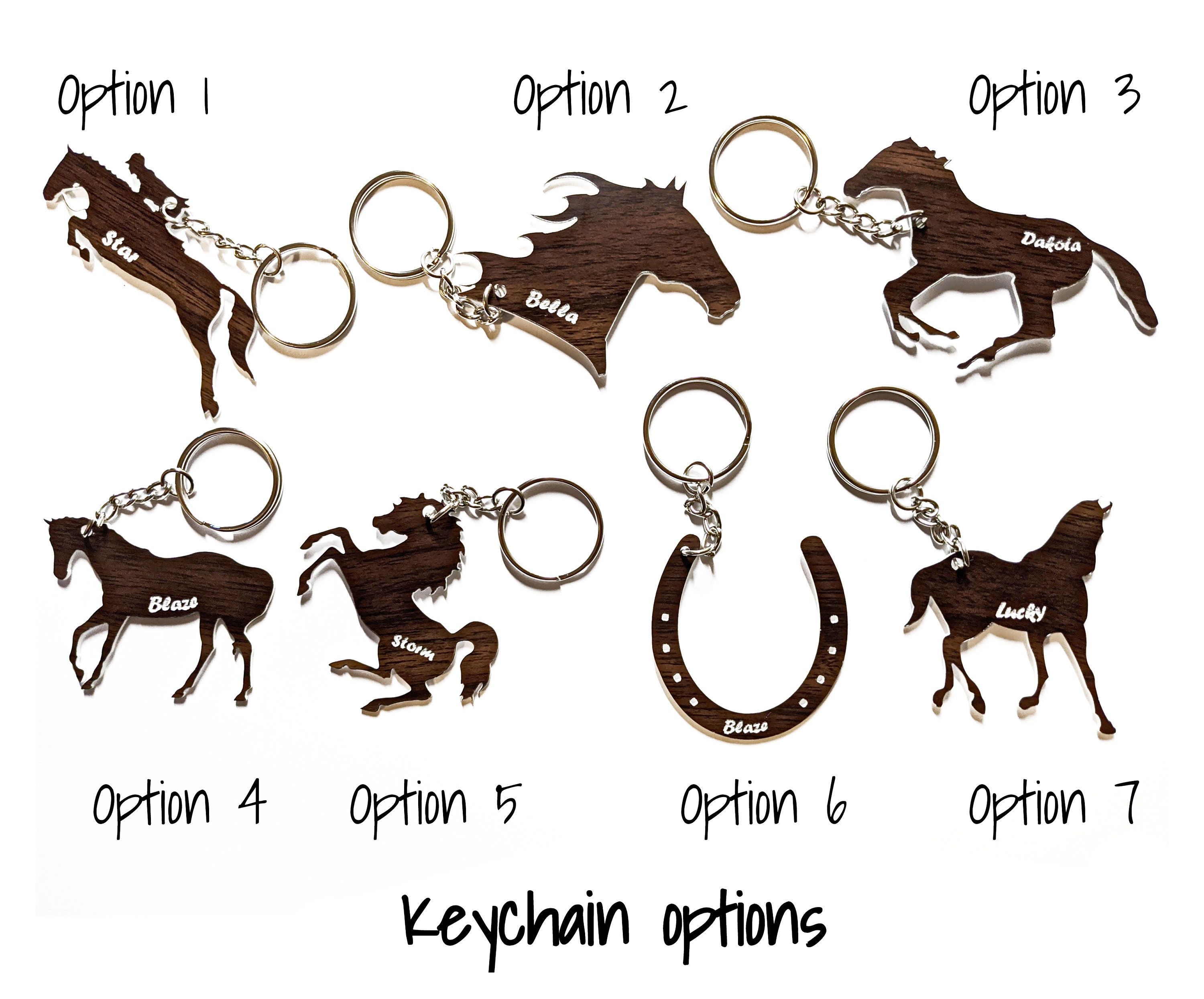 Custom Horses Keychains with Engraved Names Etsy