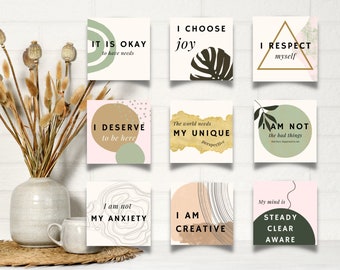 Printable Positive Affirmation Cards | Boho Self-Love | Digital Download