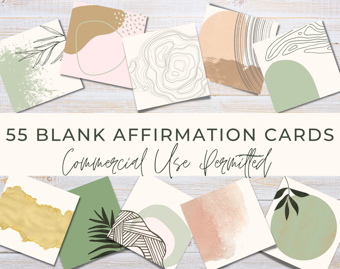 Blank Affirmation Cards Printable Pack of 55 Boho Earthy Color Scheme ...
