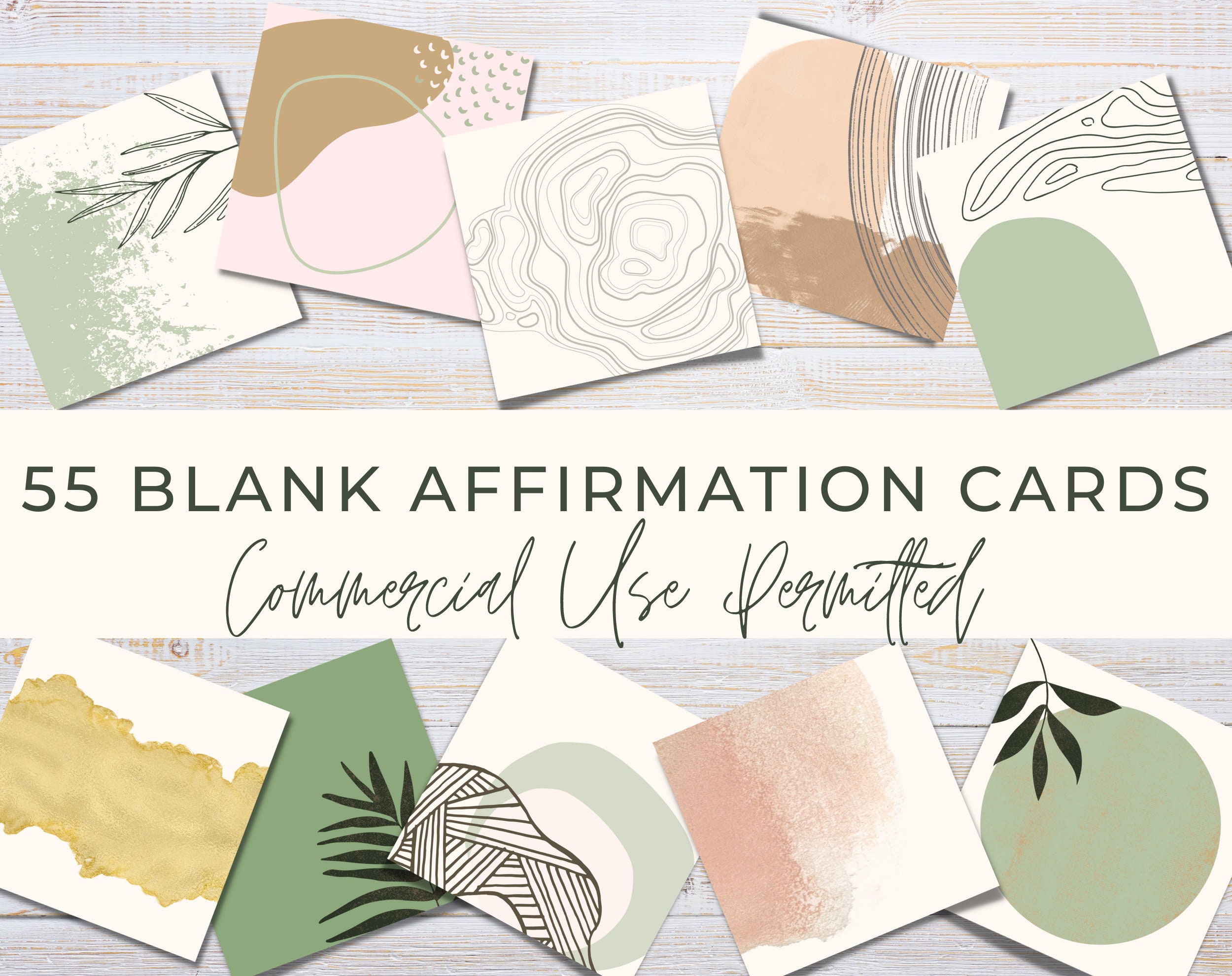 Blank Affirmation Cards Printable Pack of 55 Boho Earthy Color - Etsy