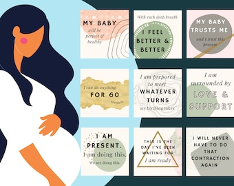 Printable Birth Affirmations | Pregnancy Affirmation Cards | Boho