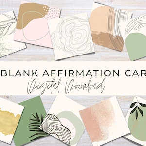 Blank Affirmation Cards Printable Pack of 55 Boho Earthy Color Scheme Organic Shapes