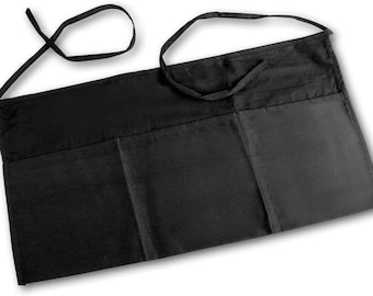 24x12 in, Black, 3-Pocket Waiter Waist Apron