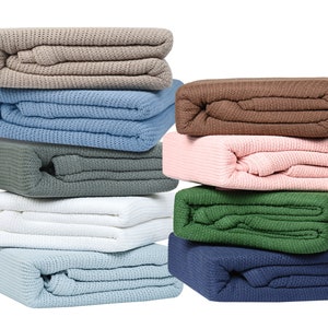 Leno Weave Blanket, Lightweight, Extra-Fluffy, and Durable Soft Blanket, Made from 100% Cotton Material for Bed & Couch